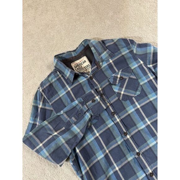 American Eagle Outfitters‎ Men's Flannel Plaid Shirt Button Down Blue Color XL - Picture 1 of 8